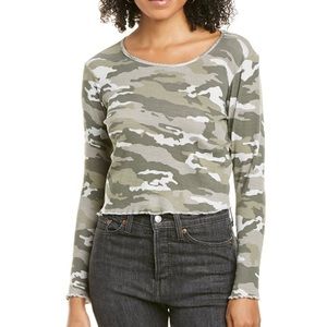 🍃💕NWT Chaser Camo Crop Rib Knit Ruffle Tee